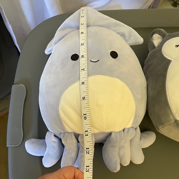 Squishmallows Pink Narwhal, Gray Fox, and Lavender Squid Set of 3 - Picture 3 of 5